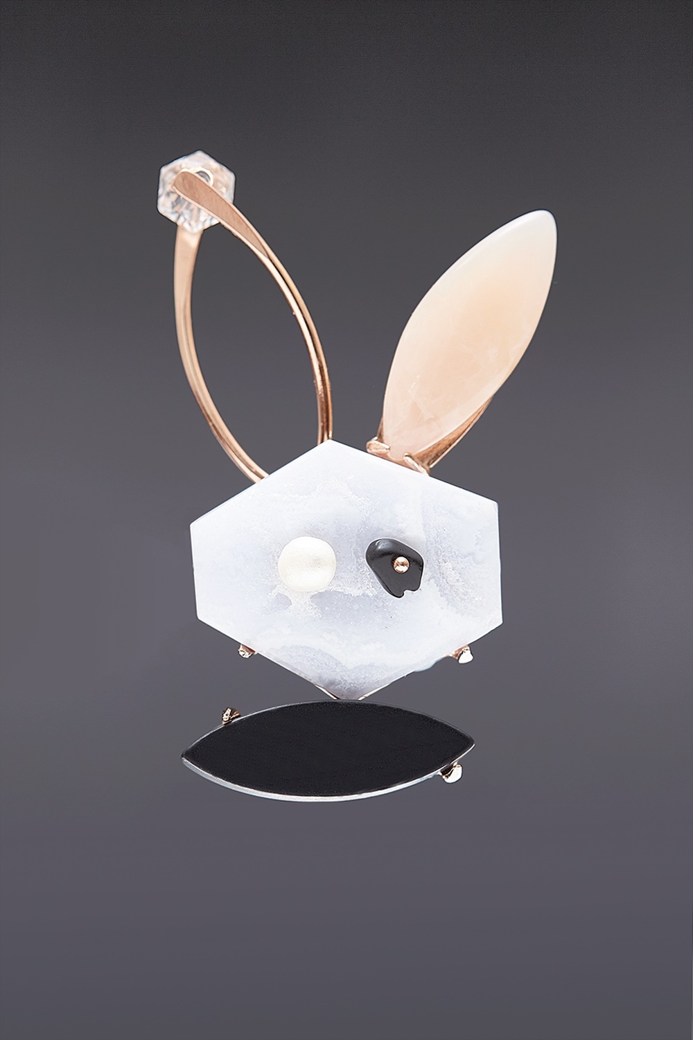 [HAZINA] Bluelace Agate Rabbit Brooch