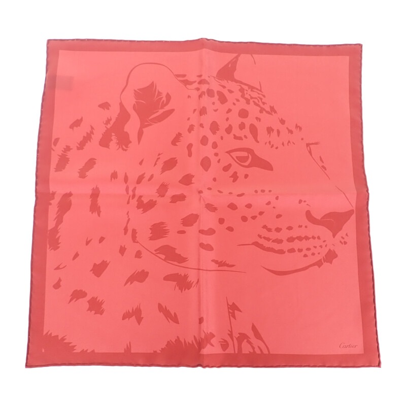 【Aランク】 パンテール ヒョウ柄 スカーフ シルク ルージュ レディース【ISEYA】