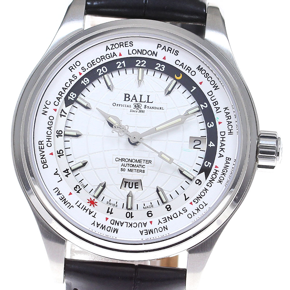 ボールウォッチ BALLWATCH GM2020D-SCJ-SL トレインマスター ワールドタイム 自動巻き メンズ 良品 _837915【中古】
