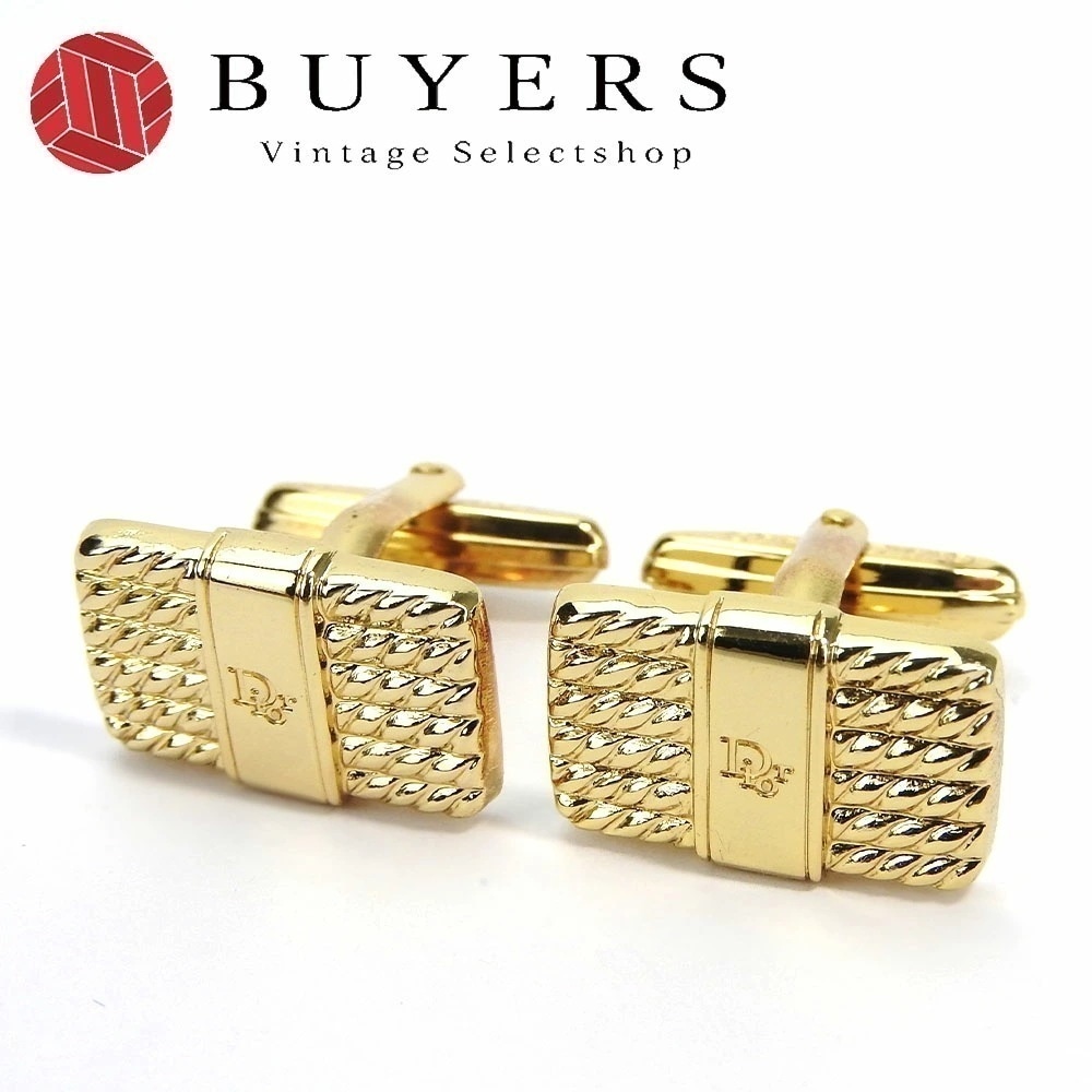 中古 クリスチャンディオール カフス ボタン GP ゴールド 小物 アクセサリー ジュエリー 大人 おしゃれ スーツ メンズ 男性 Christian Dior accessories cuffs