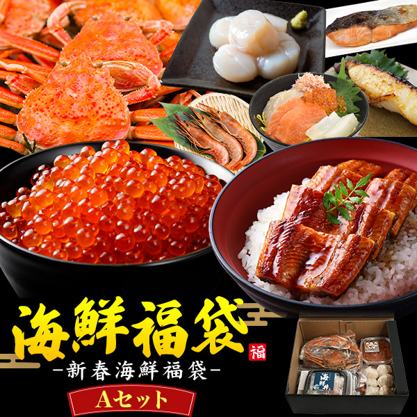 【限定在庫限り！】人気海鮮詰合せ！海鮮 新春福袋 Aセット　うなぎ　セコガニ　帆立　いくら　ズワイガニのほぐし身　イカ　トラウトサーモン　贅沢 グルメ　誕生日　プレゼント　正月　謹賀新年