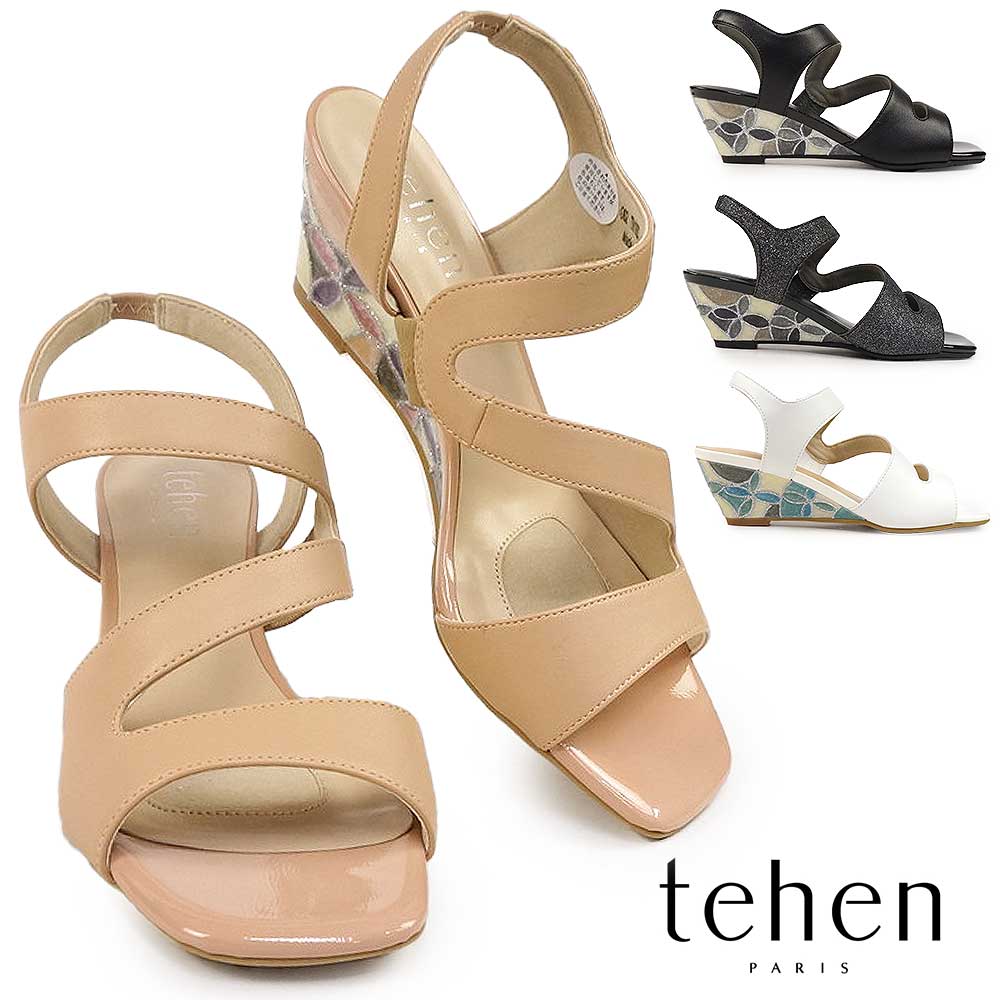 TN1803 ウエッジソール バックストラップ ステンドグラス サンダル レディース