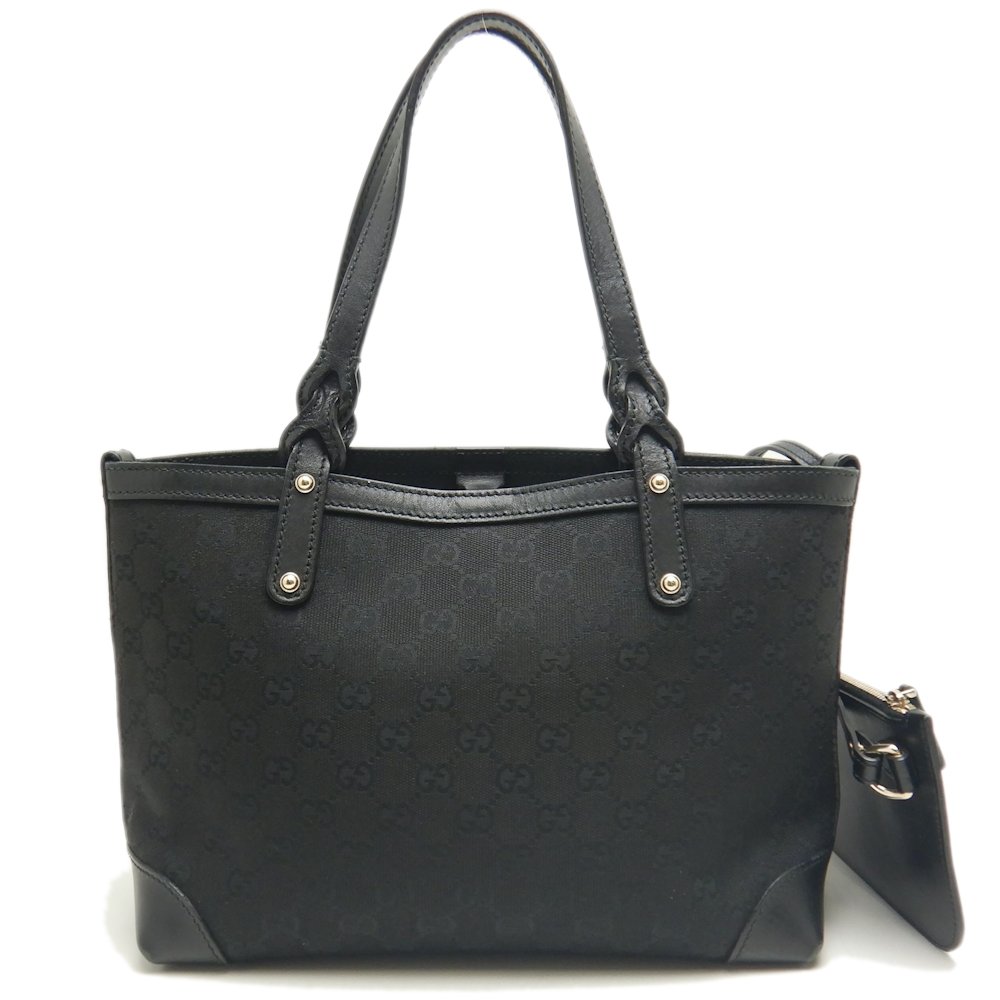 269878 トートバッグ GGキャンバスxレザー ブラック/252687【中古】
