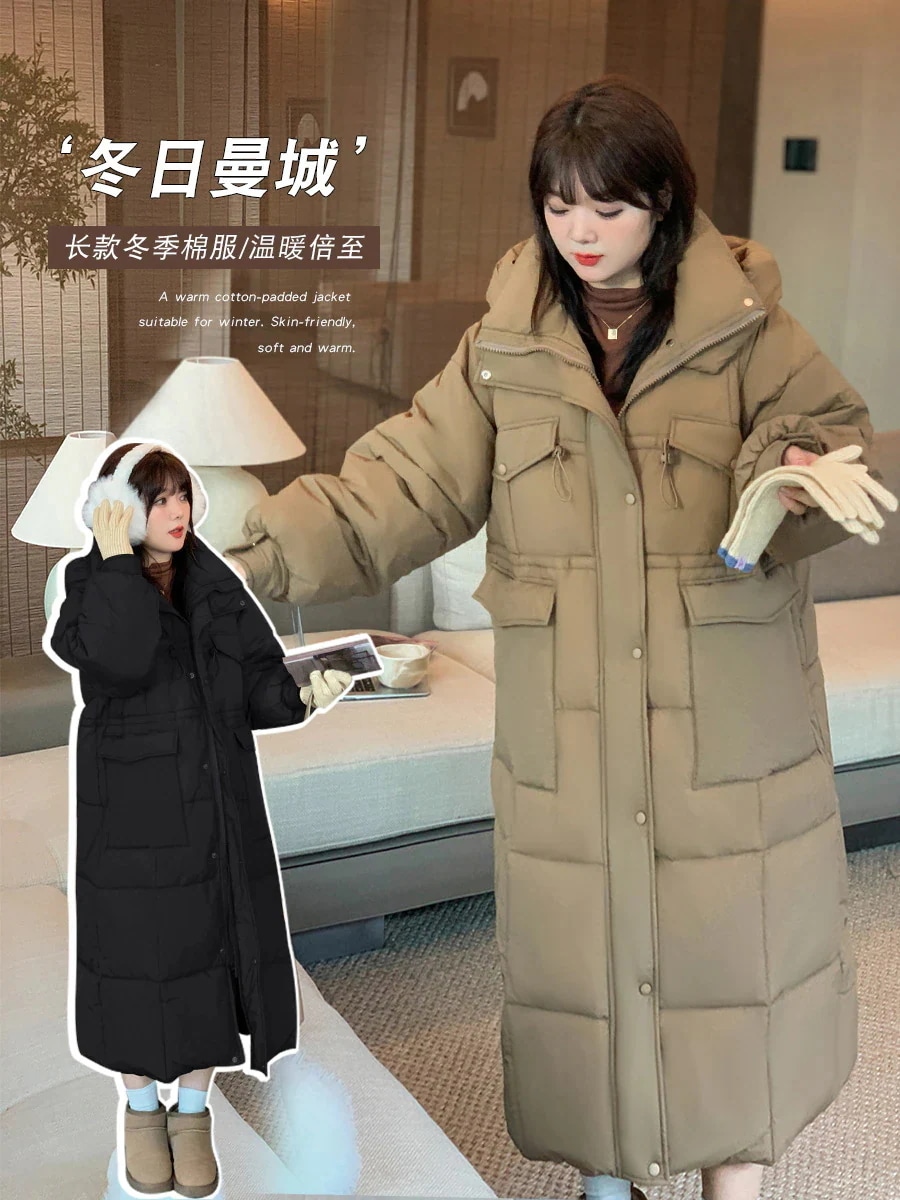【ぽちゃまに】 2025秋新品 中綿コート XL-5XL 大きいサイズ 保温 体型カバー フード付き ジャケット レディース ロングコート アウター ロングダウンジャケット メガ割30%までに制限