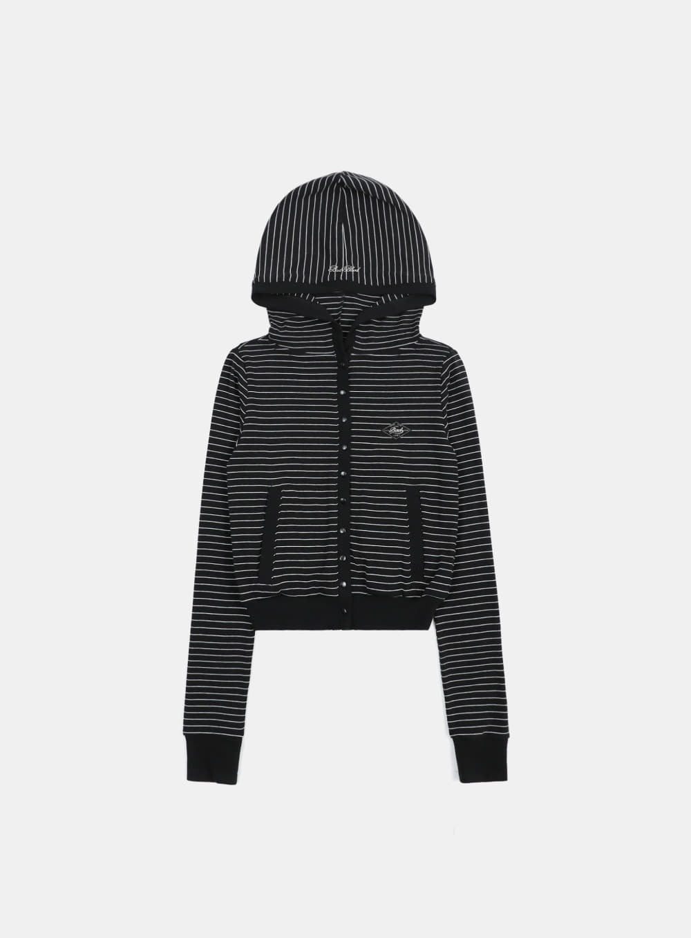 【BADBLOOD】 BEYOND SOFT BUTTON UP HOODEDE CARDIGAN : STRIPE BLACK