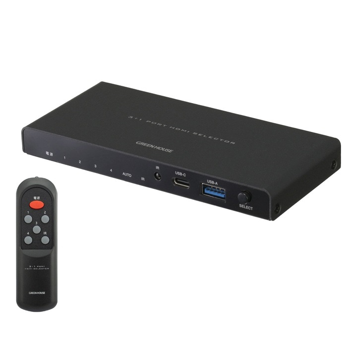 HDMIセレクタ 4K60fPs対応 HDMIセレクタ HDMI×3 Type-C×1 GH-HSWH4-BK ブラック