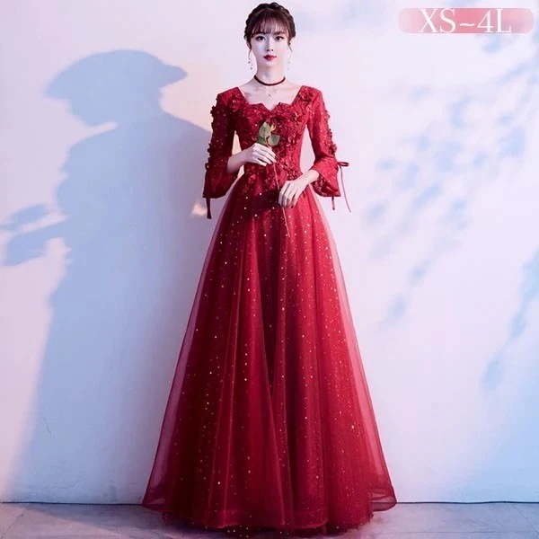 ドレス 大人 ピアノ 発表会 ロングドレス 演奏会 結婚式 母親 ドレス ピアノ発表会 袖付き ワンピース 七分袖 演奏会ドレス 演奏会用ドレス パーティードレス イブニングドレス ロング丈 ミモレ丈