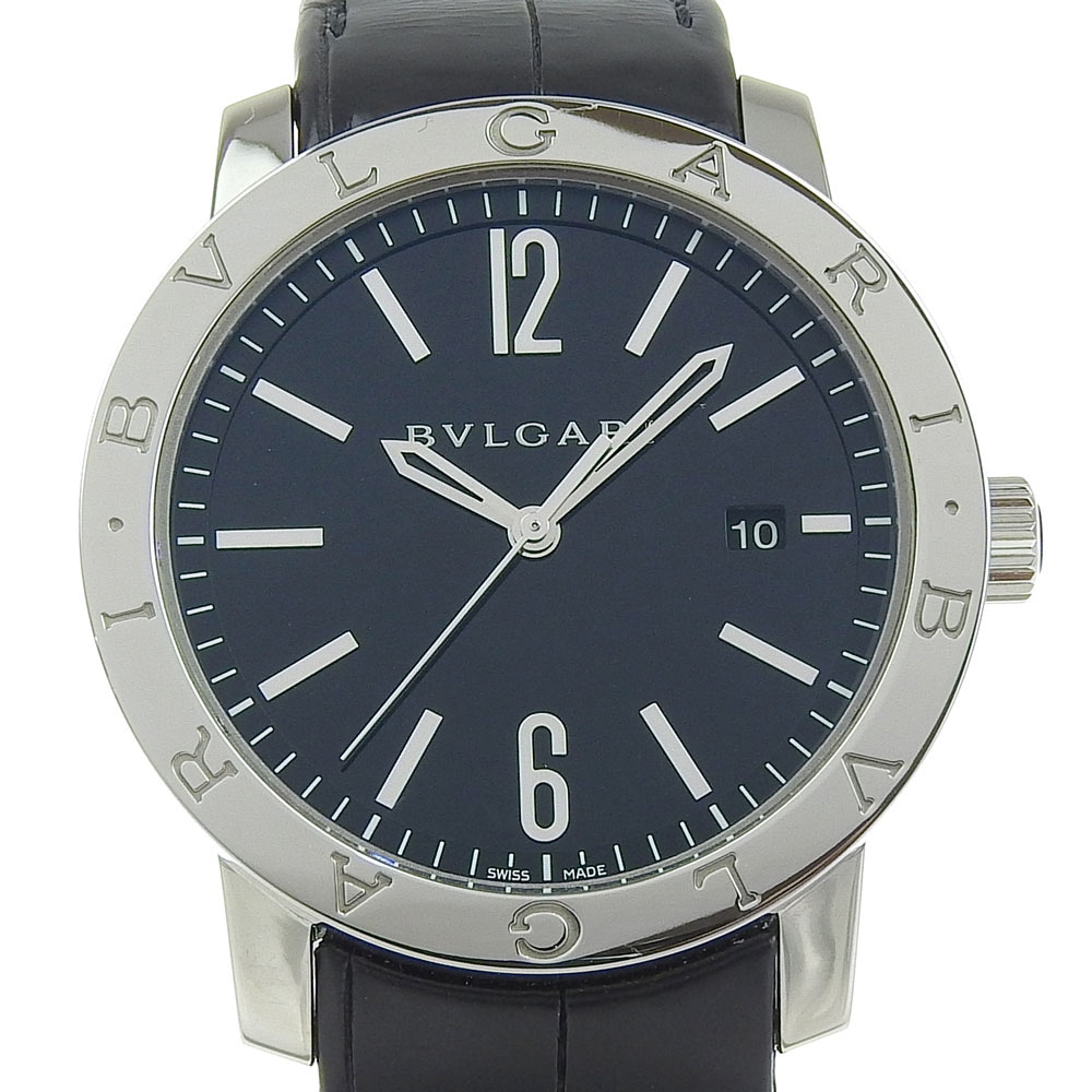 ブルガリブルガリ 裏スケ BB41BSLD 腕時計 ステンレススチール クロコダイル 自動巻き スケルトン メンズ 黒文字盤 中古品 A+ランク