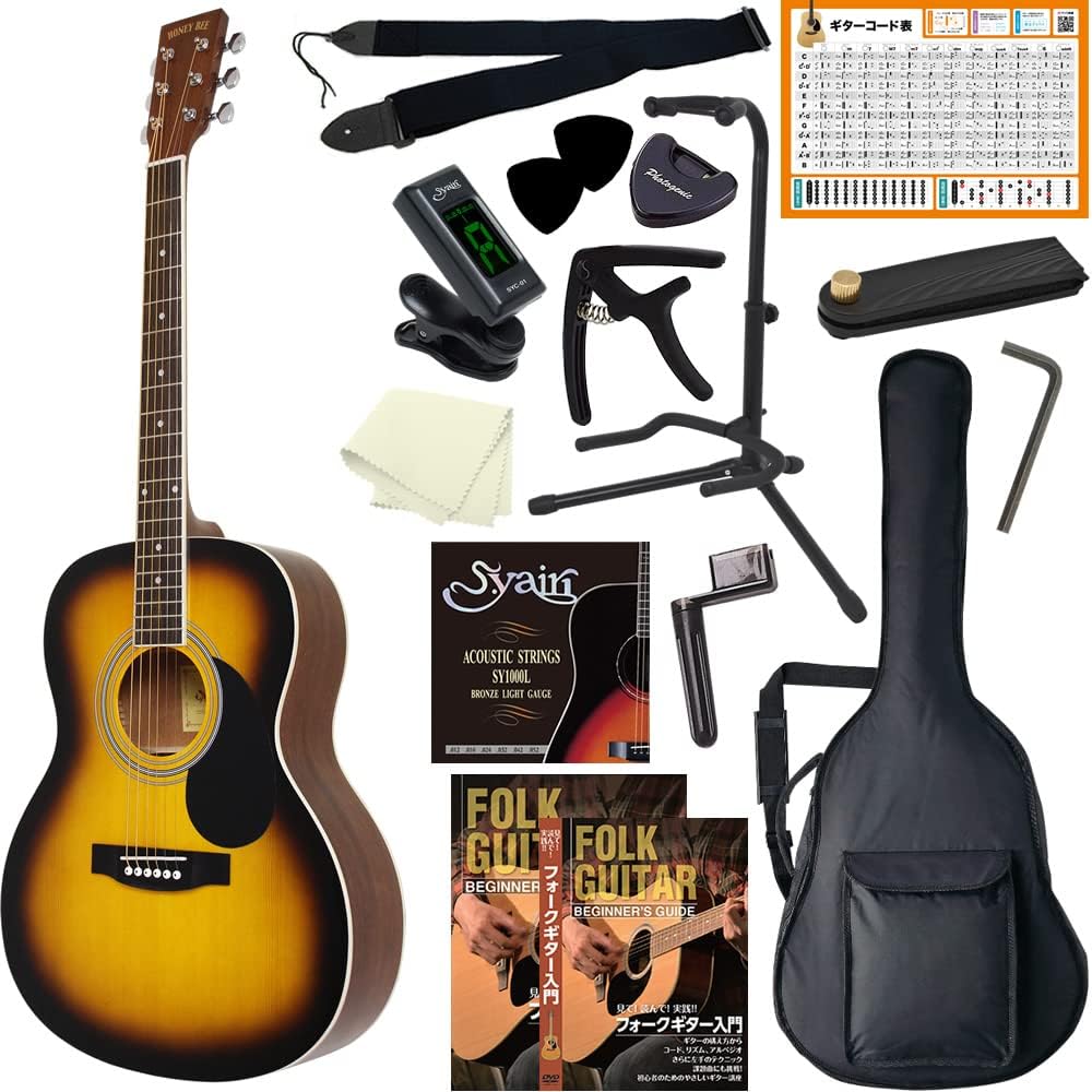 HONEY BEE ハニービー アコースティックギター フォークギタータイプ F-15/TS 初心者入門16点セット