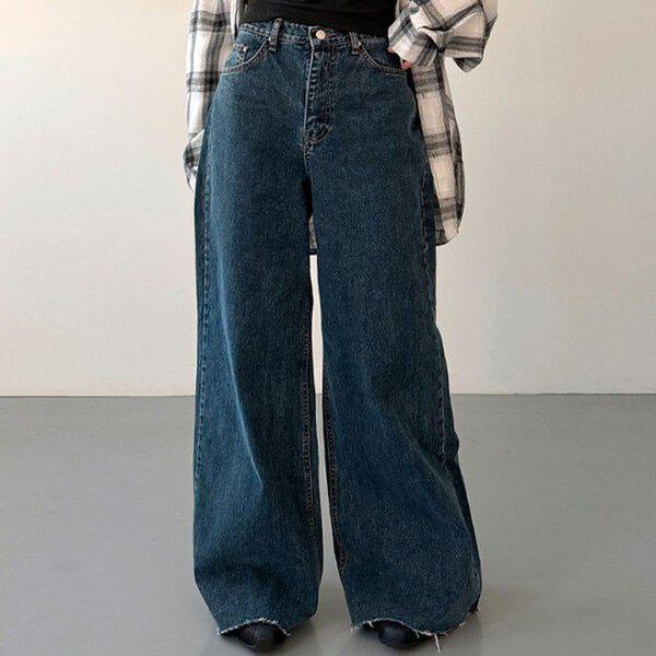 （JN）880マキシワイドブーツカットデニムパンツ 春 レディース