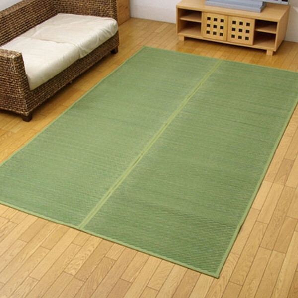 1030270120702 い草花ござ カーペット 『DXクルー』 グリーン 江戸間8畳(約348×352cm) (裏:不織布) メーカー直送 14,077円