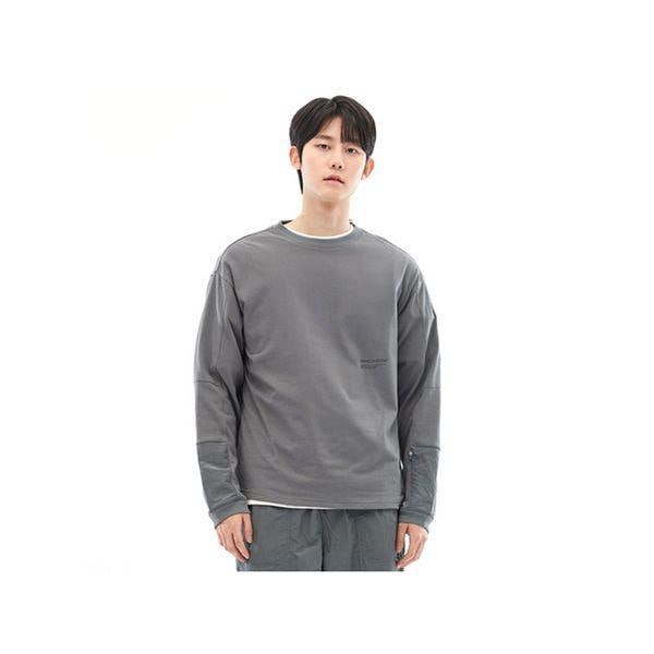 男性ウーブン+ニットミックスハイブリッドTシャツSL3MTCFS032_P393784273