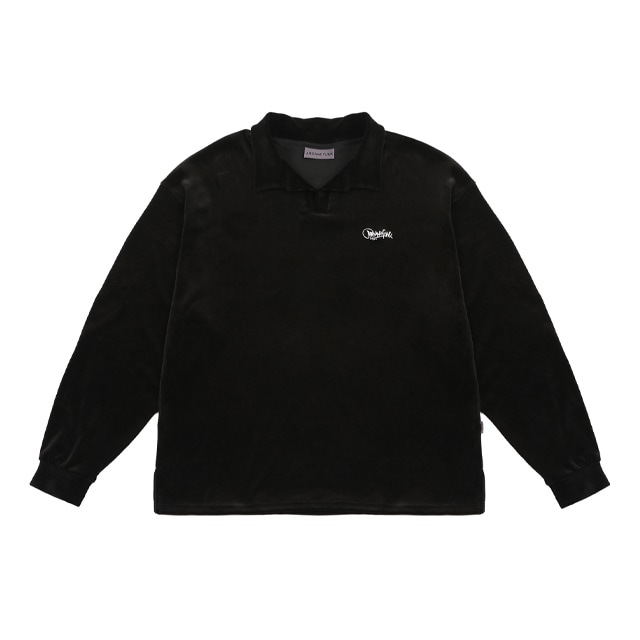 VELVET OPEN RUGBY SHIRTS BLACK