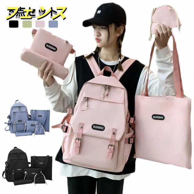 バックパック ５点セット リュック カジュアル メンズ かわいい ブルー 大容量 大容量 帆布 アウトドア リュックサック レディース かばん 可愛い 高学年 中学生 おしゃれ 旅行 通学 入学 遠足 4,921円