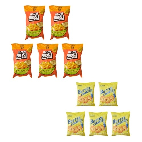 ノーブランドサクサクコンチップ230g×5個+ソフトバタークッキー330g×5個学校事務所