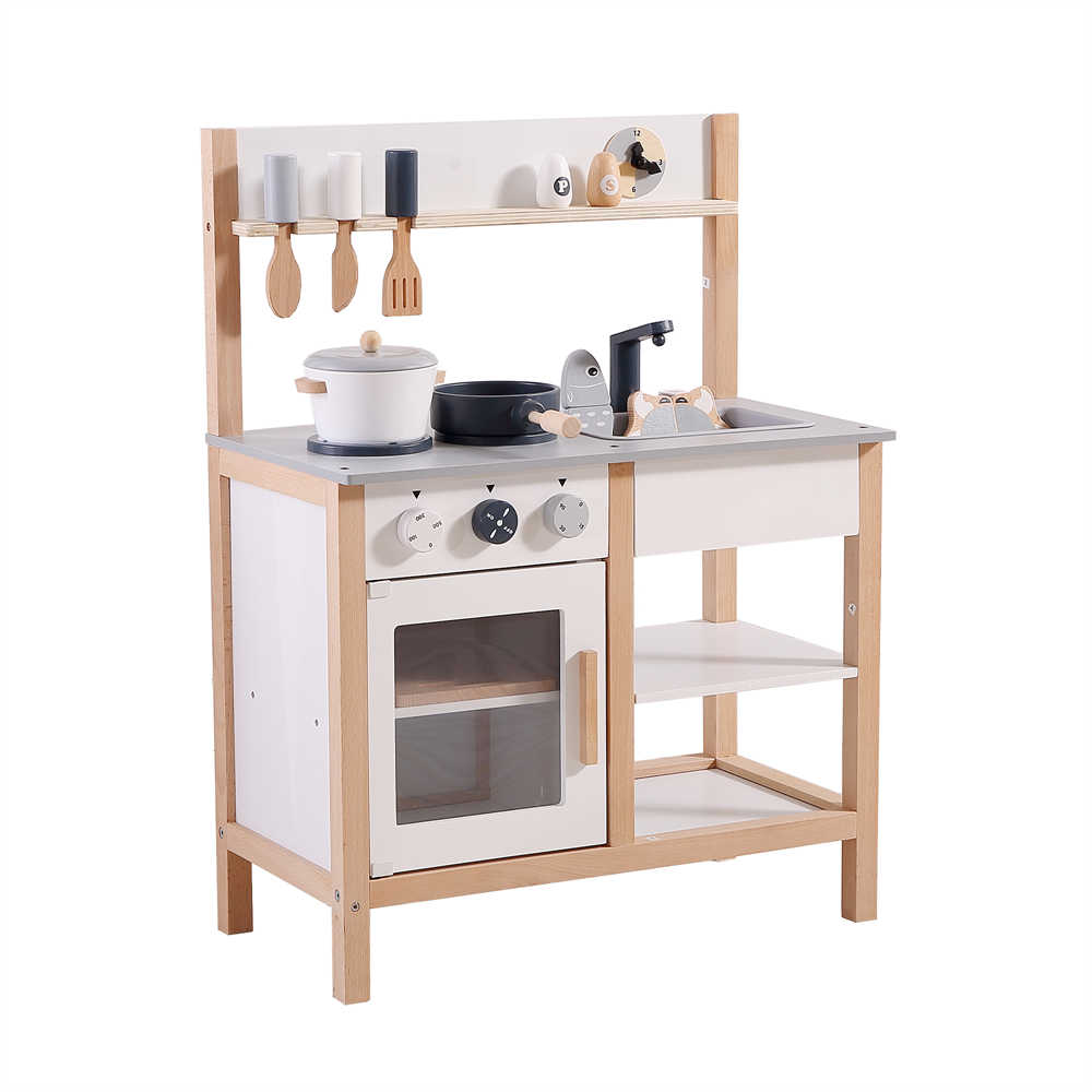 【日本国内出荷-3日で配達】韓国版おままごとキッチン 木製 誕生日 台所 調理器具付 食材 知育玩具 コンロ ミニキッチン 子供のおもちゃキッチン 子供の日の誕生日プレゼントDJYC08