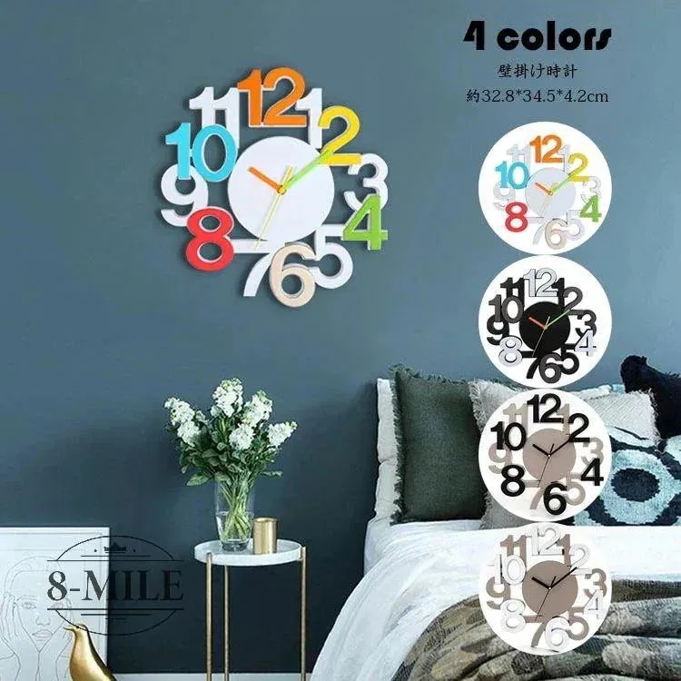 大 北欧 時計 オ おしゃれ 数字 掛け時計 文字盤 静音 ウォールクロック 新品/第1弾キャンペーン壁掛け時計 時計 大きい 32.8*34.5cm 壁掛け シンプル アナログ レトロ 4,425円
