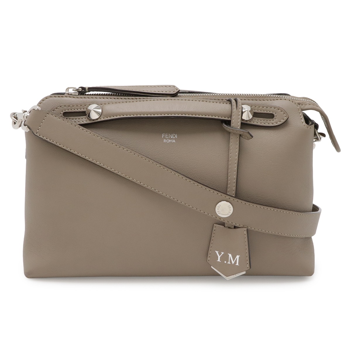 BY THE WAY バイザウェイ ミディアム ハンドバッグ 2WAY ショルダーバッグ レザー グレージュ シルバー金具 8BL12