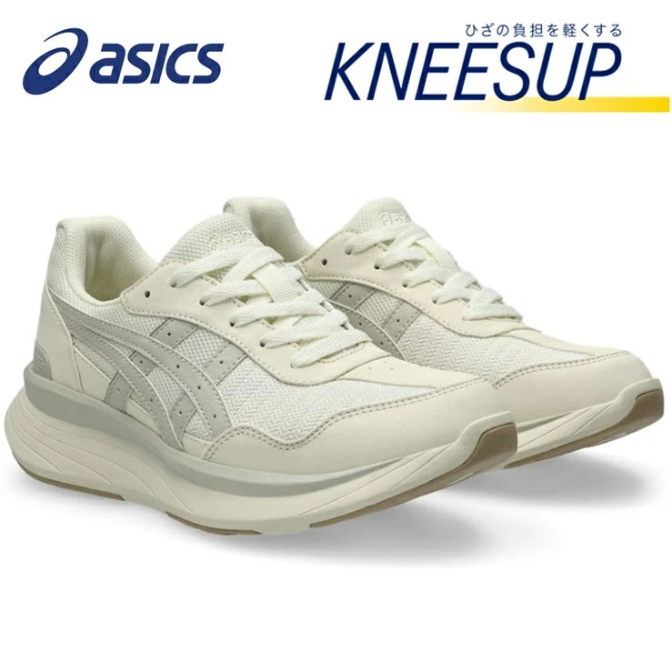 ニーズアップ ウォーキングシューズ レディース KNEESUP 1242A019-750 オフホワイト/ベージュ 幅広 3E ワイド ひざに優しい O脚 ひざ関節 紳士靴 歩きやすい