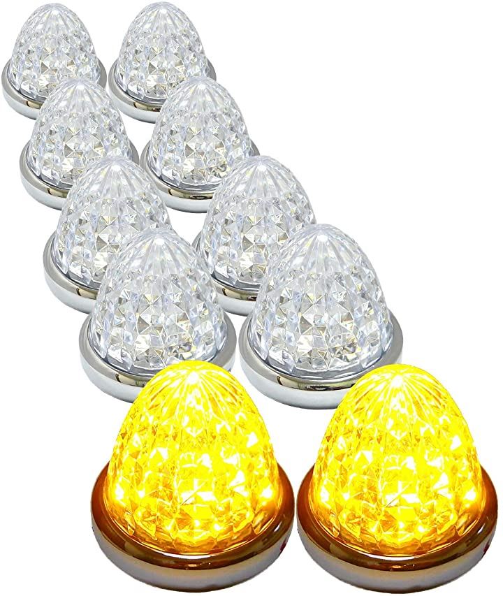カスタマイズ 24V トラック用 LED マーカーランプ サイド 8面クリスタルカット仕様 16LED 汎用 10個 セット (オレンジ)