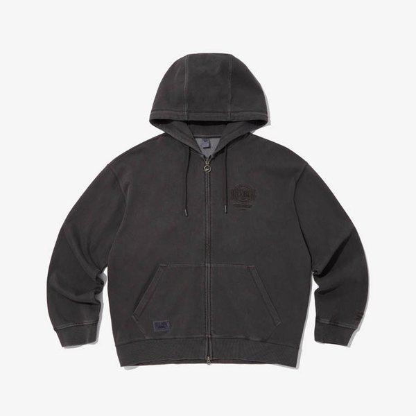 ガーメントダイイング フード付きジップアップ - チャコール REJU-6EZ20-BK