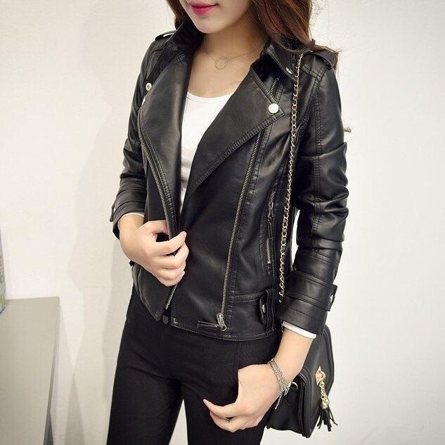 アウター ジャケット レディース 秋冬 きれいめ 暖かい 革ジャン フェイクレザー 長袖 Vネック 襟付き 大きな襟 スリム タイト 細身 ポケット 前開き 黒 ブラック 大人カラー モノトーン S