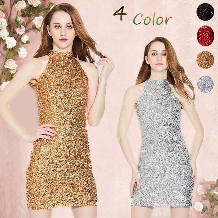 【即納】ダンス衣装 レディース スパンコール ドレス パーティードレス 結婚式ドレス ワンピース 結婚式 お呼ばれドレス ステージ衣装 ドレススパンコール スパンコールミニワンピース/ステージ衣装/ 8,457円