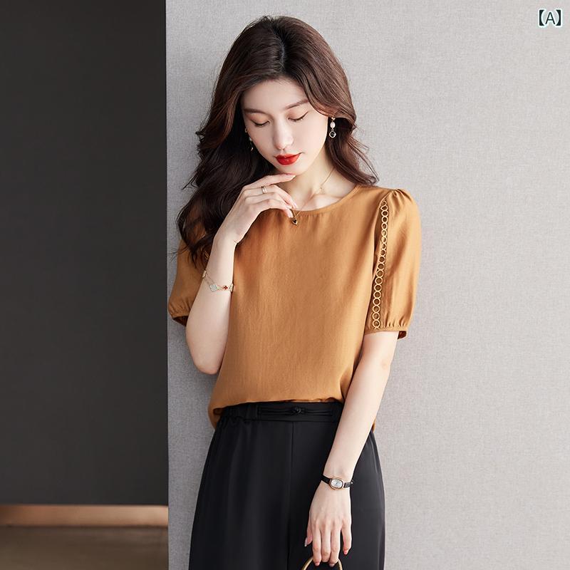 トップス レディース おしゃれ 上品 通勤 オフィス カジュアル ビッグ t シャツ ス 白 半袖 シャツ