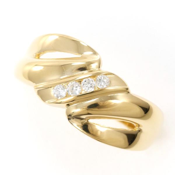 K18 18金 YG イエローゴールド リング 指輪 13号 ダイヤ 0.09 ジュエリー 中古