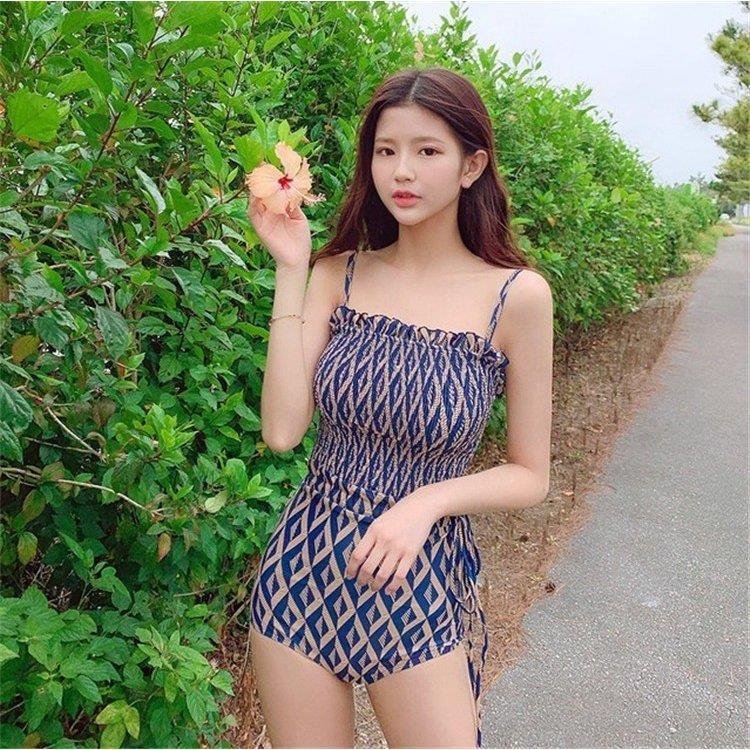 バンドゥ 長袖 チェック柄 ママ水着 ワンピース型 水着 体型カバー 可愛い 韓国風 水着レディース