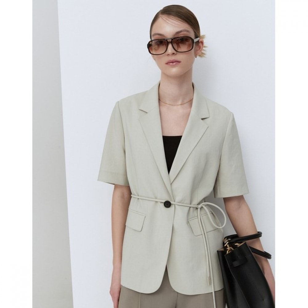 (ヘッジスレディース) 24SS カーキソリッドショートスリーブジャケット HSJA4B402K1