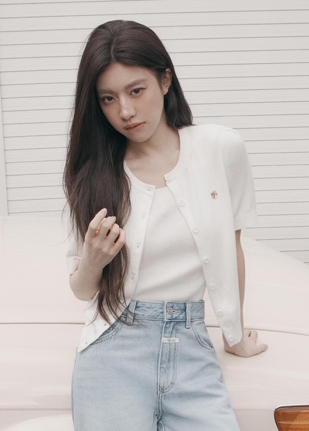 【MARITHEFRANCOISGIRBAUD】 W HALF BUTTON KNIT CARDIGAN : 2COLORS