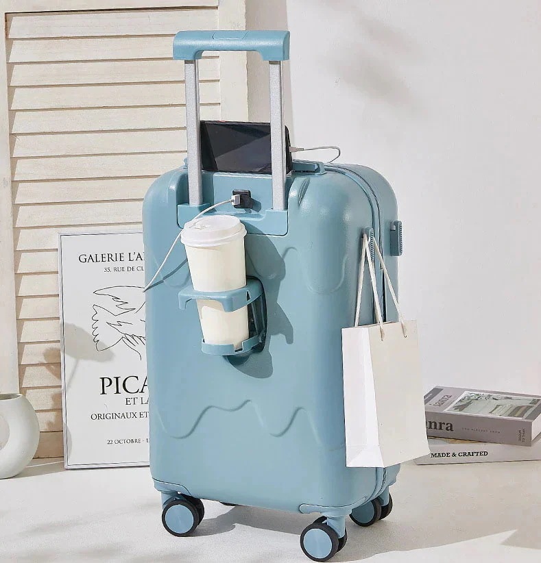 機内持込み可 キャリーケース 入学 USBポート付き アイスクリーム 軽量 かわいい 大容量 キャリーバッグ修学旅行 静音 スーツケース おしゃれ 子供 牛乳 ジッパー NEW カップホルダー搭載バッ 5,386円