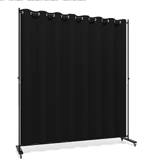 パーテーション スクリーン, 4ロキャスター付き間仕切り, 幅 200CM x 200CM, メタルフレーム,遮光カーテン付き可動式パーティション, L字型ドレッシングルーム ブティック用, カーテン