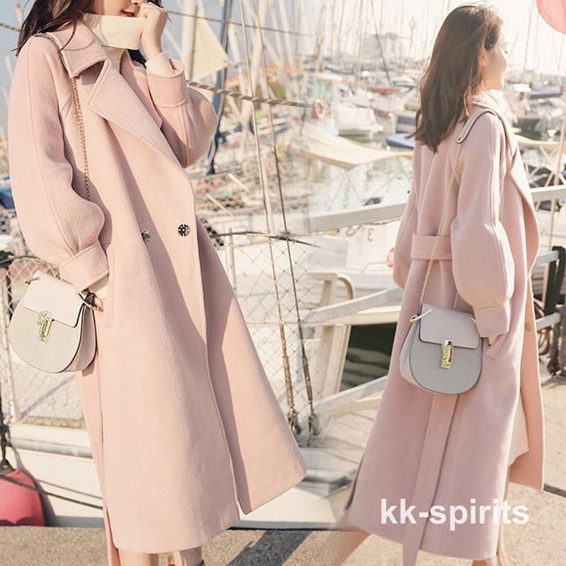 秋冬 レディース アウターコート ベージュ アイボリー キャメル ピンク ジャケット ロング丈ウエストマーク