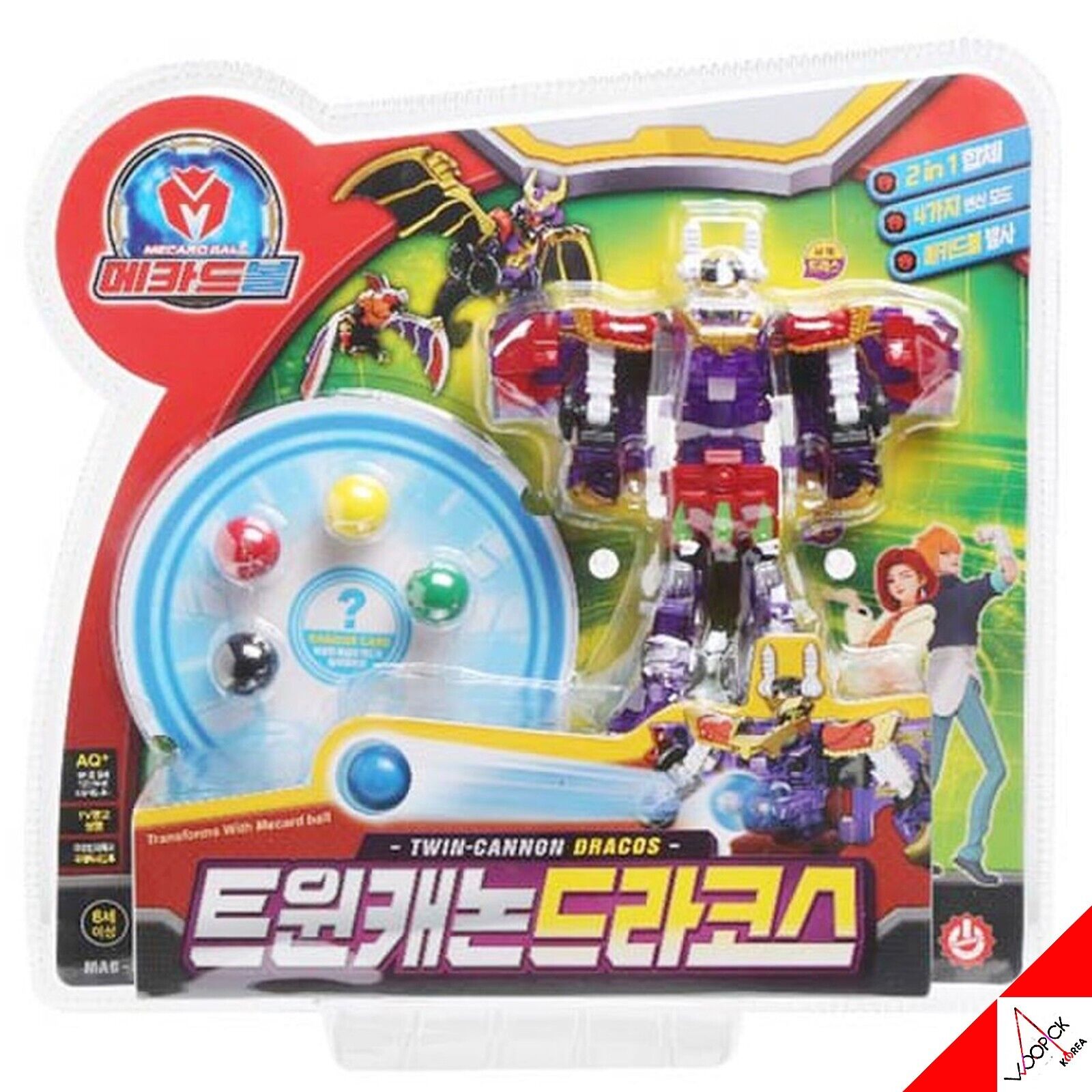 メカードボール/ツインキャノンドラコス/4段変身/ロボット/変身ロボット/合体ロボット/韓国アニメ