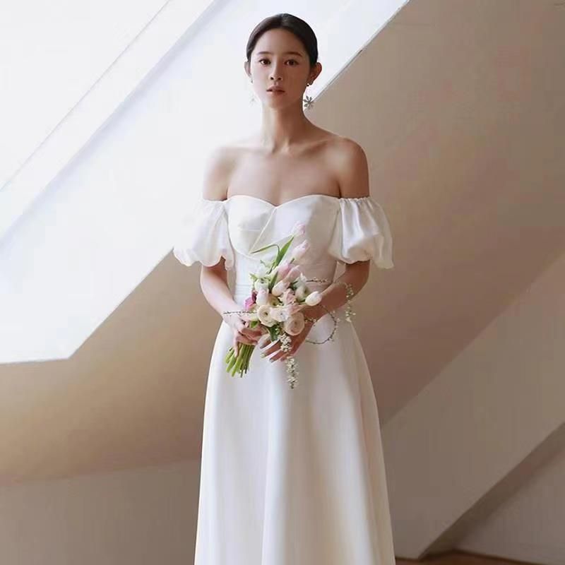 【高.品.質】2024 新作 高級感 気質 ワンピース 結婚式 ドレス 花嫁ロングドレス 結婚式ワンピース 韓国ファッション パーティードレス ウェディングドレス 白53
