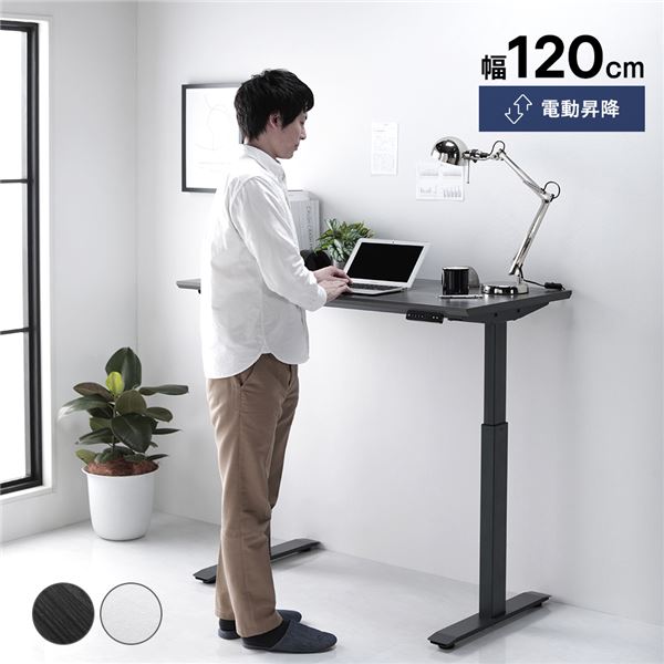 昇降 デスク 幅120cm グレー 電動 高さ調整可 メモリー機能付き 組立品 昇降式テーブル テレワーク 在宅ワーク リモートワーク