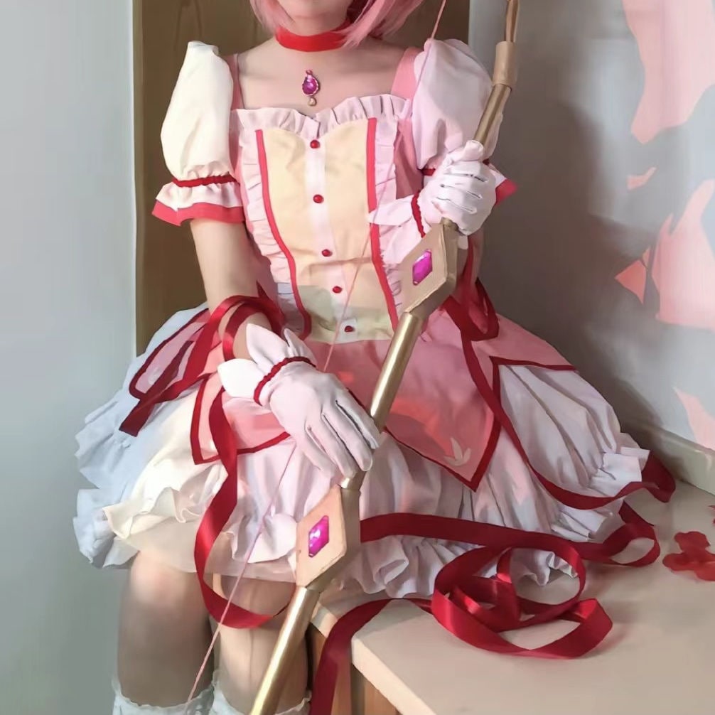 魔法少女小円cos服ロリ鹿目円戦闘服暁美炎コスプレ制服かわいい二次元