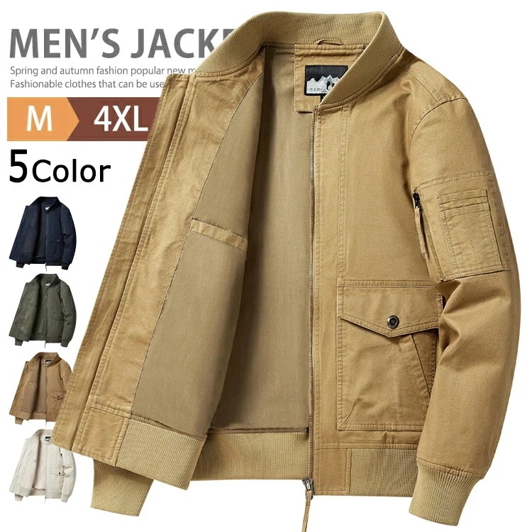 MA-1 メンズ ジャケット フライトジャケット 綿100％ 大きいサイズ ミリタリージャケット アウター ブルゾン ジャンパー アメカジ コーデ 軍モノ 作業着 MA1 防風 薄手 春服 秋服 ファ 4,738円