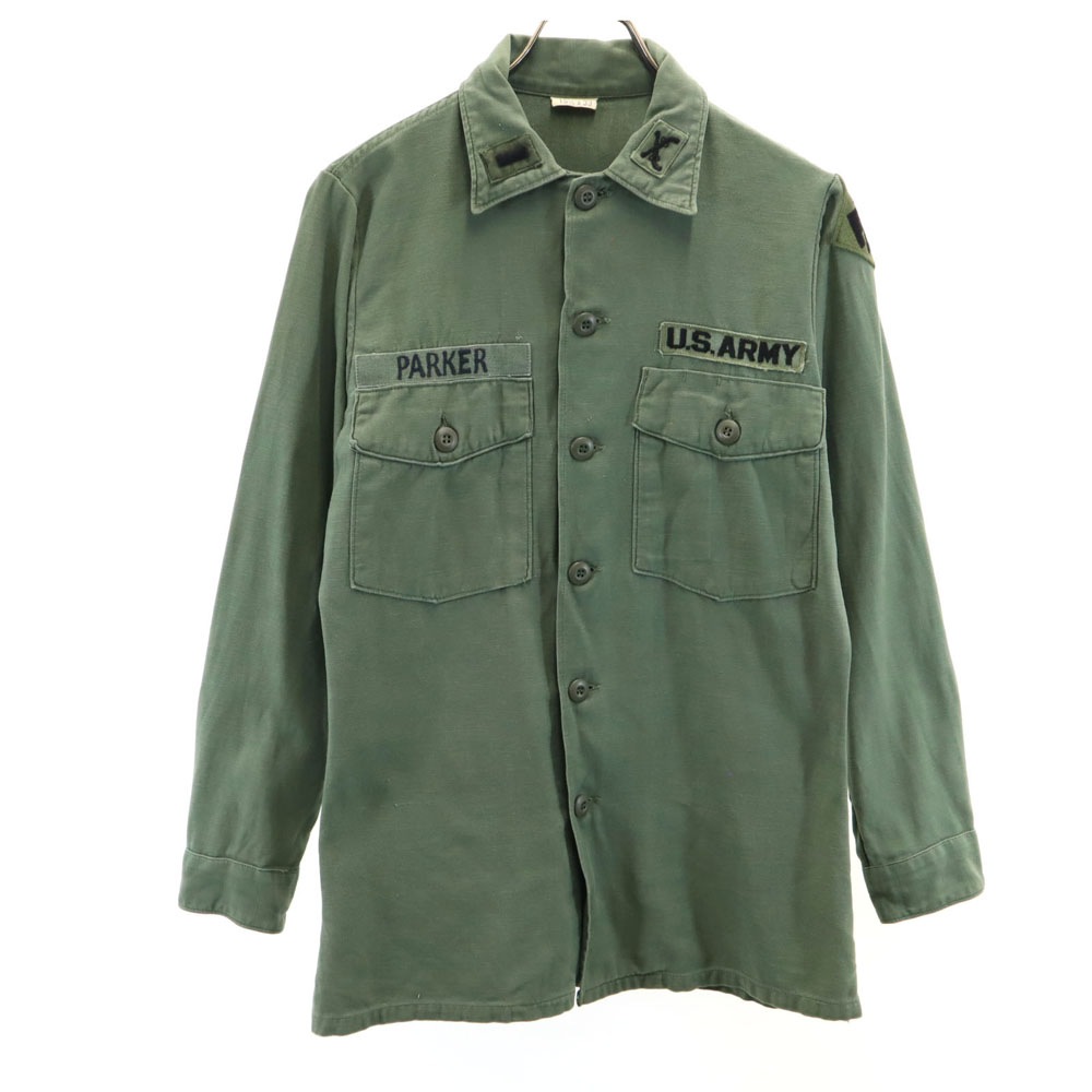 アメリカ軍 60s ヴィンテージ サテン DSA BDU 長袖 ミリタリーシャツ 15 1/2x33 カーキ US ARMY メンズ