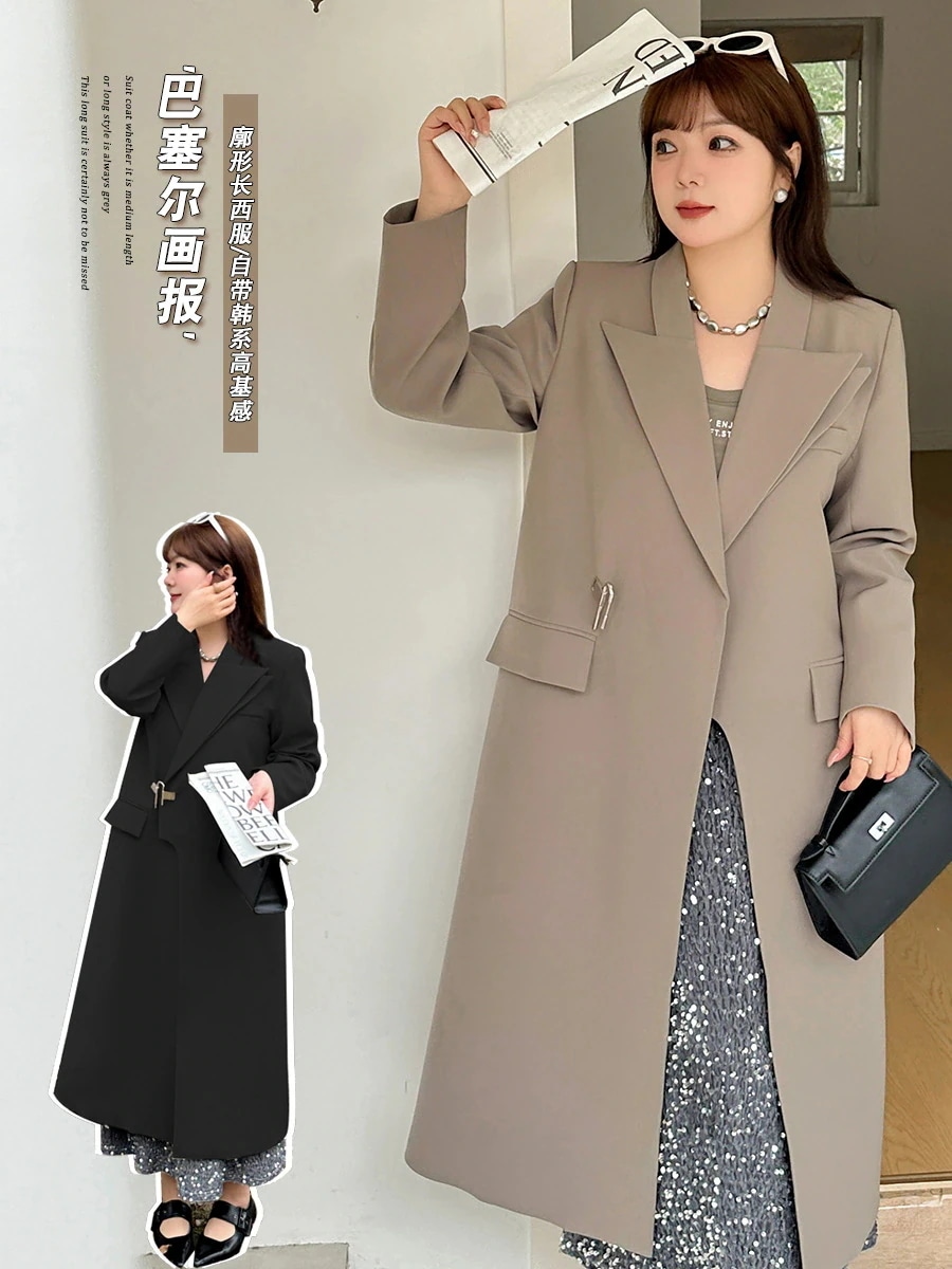 大きいサイズ アウター トレンチコート メガ割 ロングスーツコート ロングコート 【ぽちゃまに】 体型カバー レディース 2024秋新品