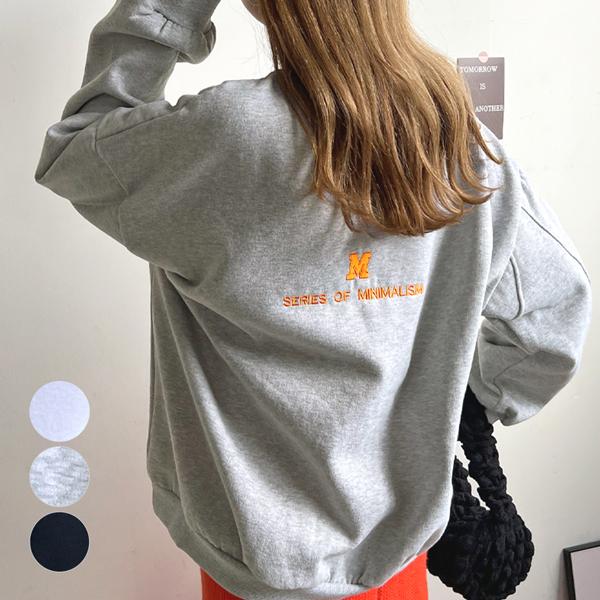 トレーナー レディース 韓国 おしゃれ 裏起毛　ロゴ 配色ロゴ ラフ プルオーバー カジュアル 大人可愛い 韓国ファッション /バック刺繍ロゴBIG裏起毛トレーナー