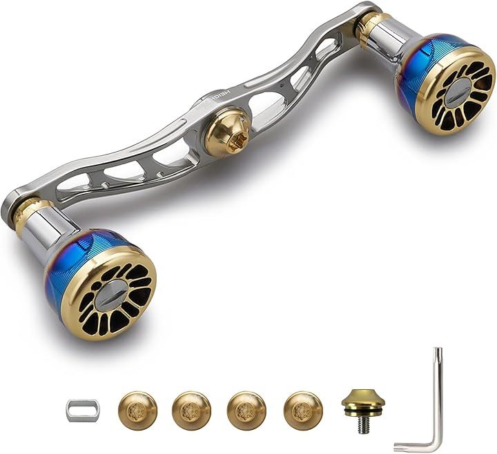 V2.0 105/115mm ベイト リール ハンドル 航空アルミ製 シマノ ダイワ アブガルシア 通用 Engn series(ガンメタル＆ゴールド, V2.0 - 105mm)