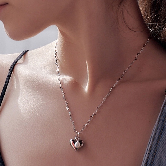 レッドベルベットジョイ着用Heart Pearl Pendant Necklace-Silver/韓国の人気ブランド 韓国正規品 韓国の人気商品 韓国ファッション 韓国ジュエリー デイリーアクセサリー