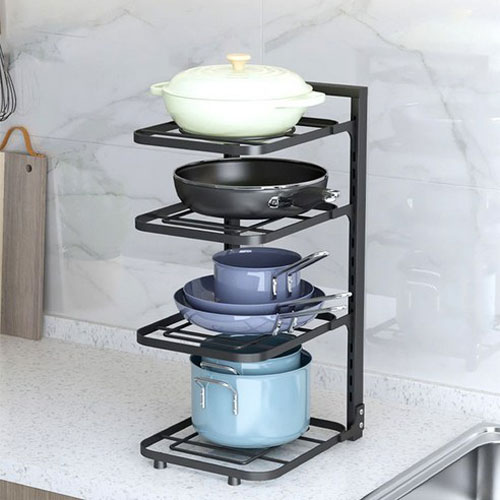 フライパン 整理台 鍋 スタンド 高さ 調節 流し台 下部棚 整理