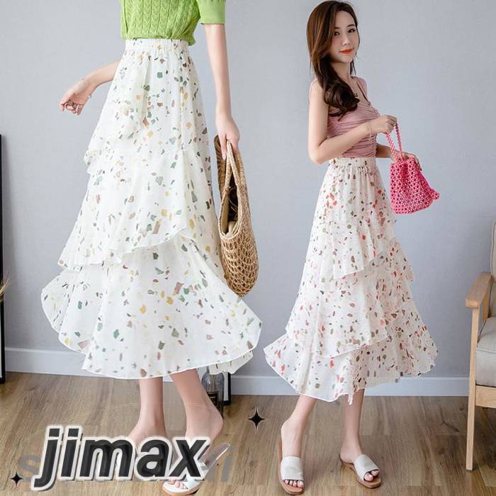 プリーツスカート レディース シフォン 花柄 夏 スカート 韓国風 Aライン ロング丈 フレア オシャレ 着痩せ コーデ マキシ丈 きれいめ ゆったり 30代 40代 50代 プレゼント
