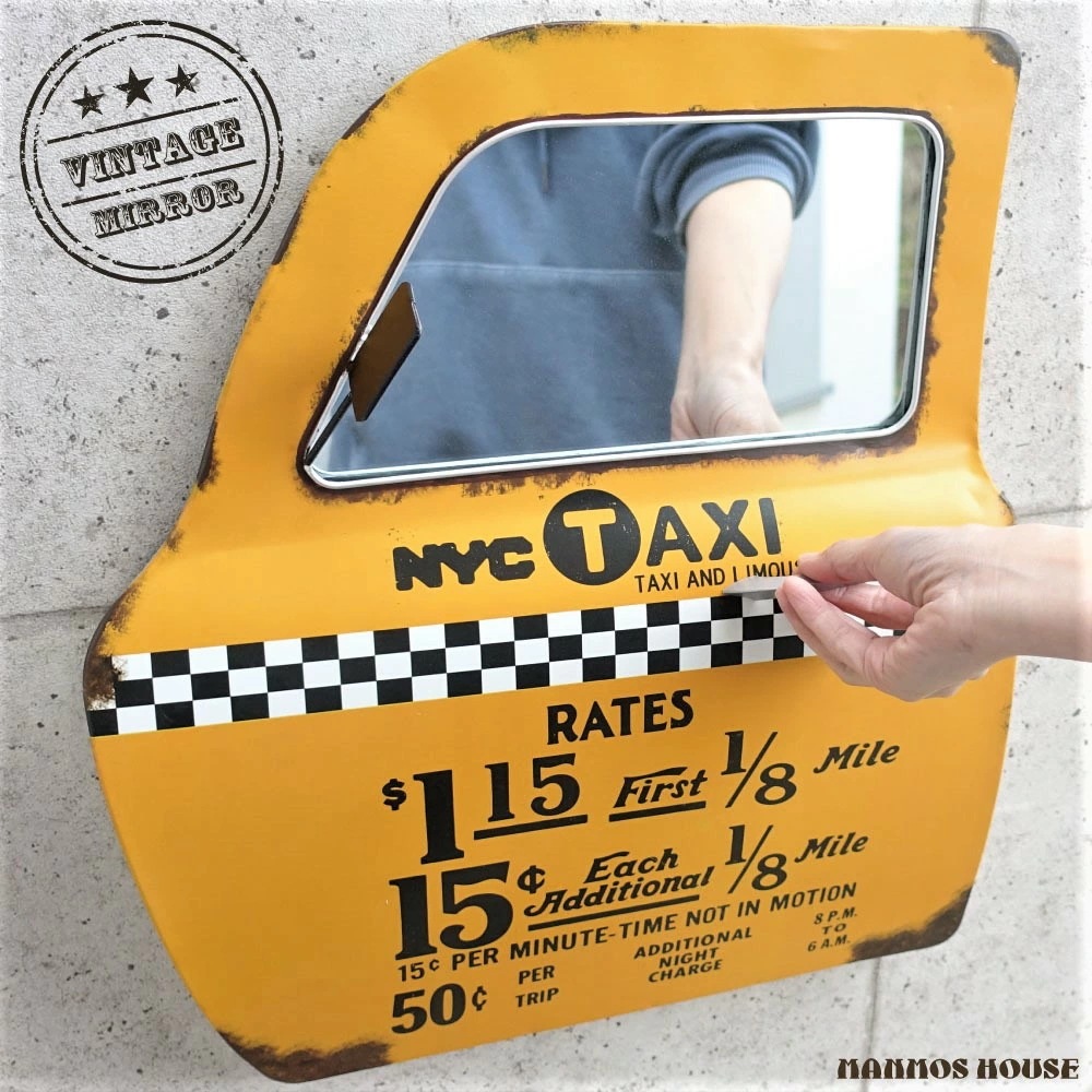 壁掛けミラー アメリカン ヴィンテージ 雑貨 ウォールミラー 壁掛けインテリア おしゃれ ウォールデコ 鏡 タクシー ビンテージ 男前インテリア インダストリアル デザイン 7,184円