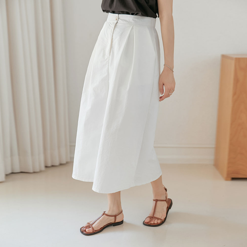 S-2XLバスカーナイロンピンタックバンディングロングスカート 5,170円