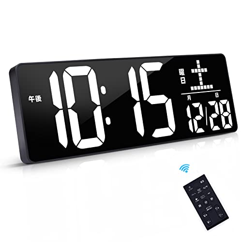 Xflyee デジタル時計 壁掛け 大型 led 置き時計 clock 目覚まし時計 明るさ調整 ac電源 タイマー アラーム スヌーズ機能 年/月/日 温度/日期切替表示 12H/24H切替 大きい 7,660円